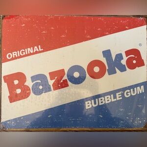 Bazooka Bubble Gum Vintage Logo Sign - Red, White & Blue
